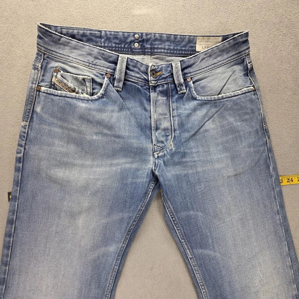 Diesel Jeans Mens 32x30 Blue Larkee Regular Straight Distressed Button Fly 008AT